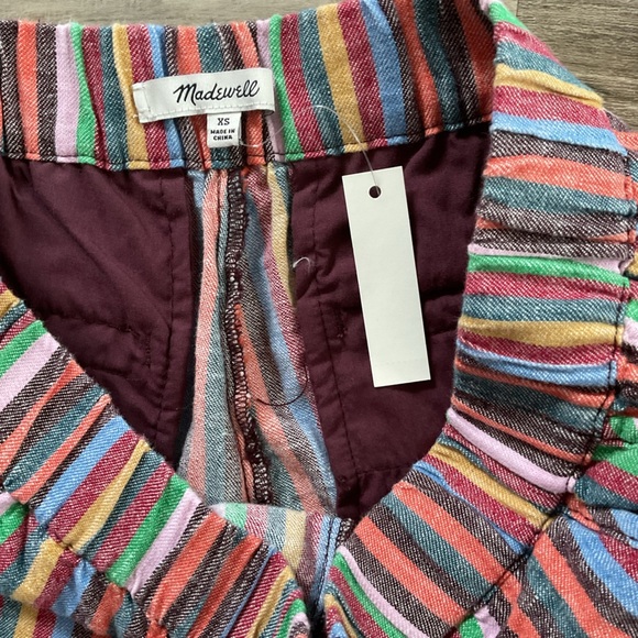 Madewell Linen Pull On Shorts Womens Size XS Rainbow Stripe Beach Vacation - Picture 2 of 3